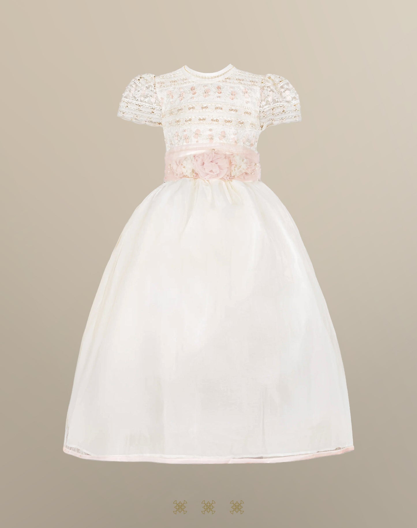 Vestido Infantil Hueso / Rosa 02-348
