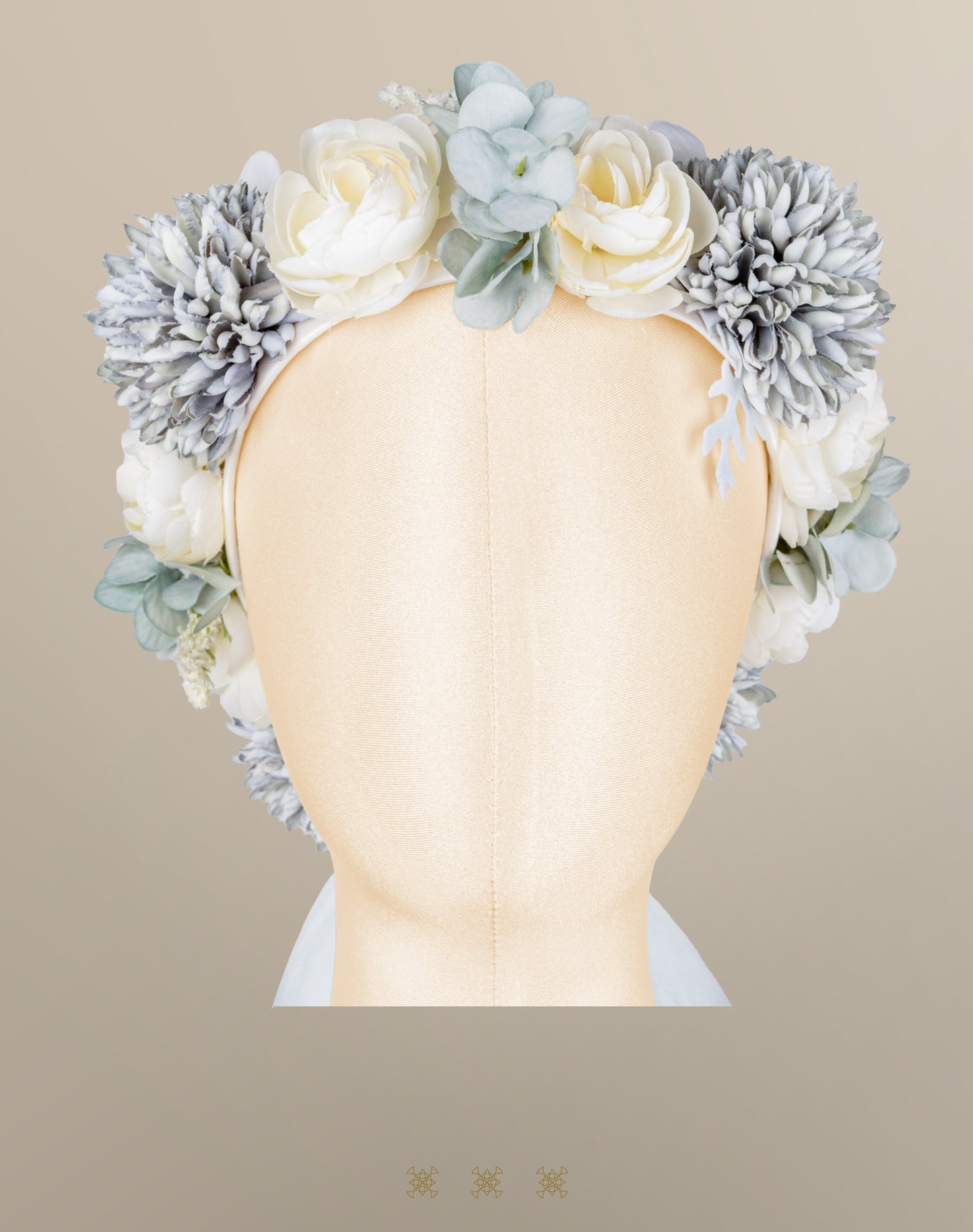 Vestido hueso / verde 02-552