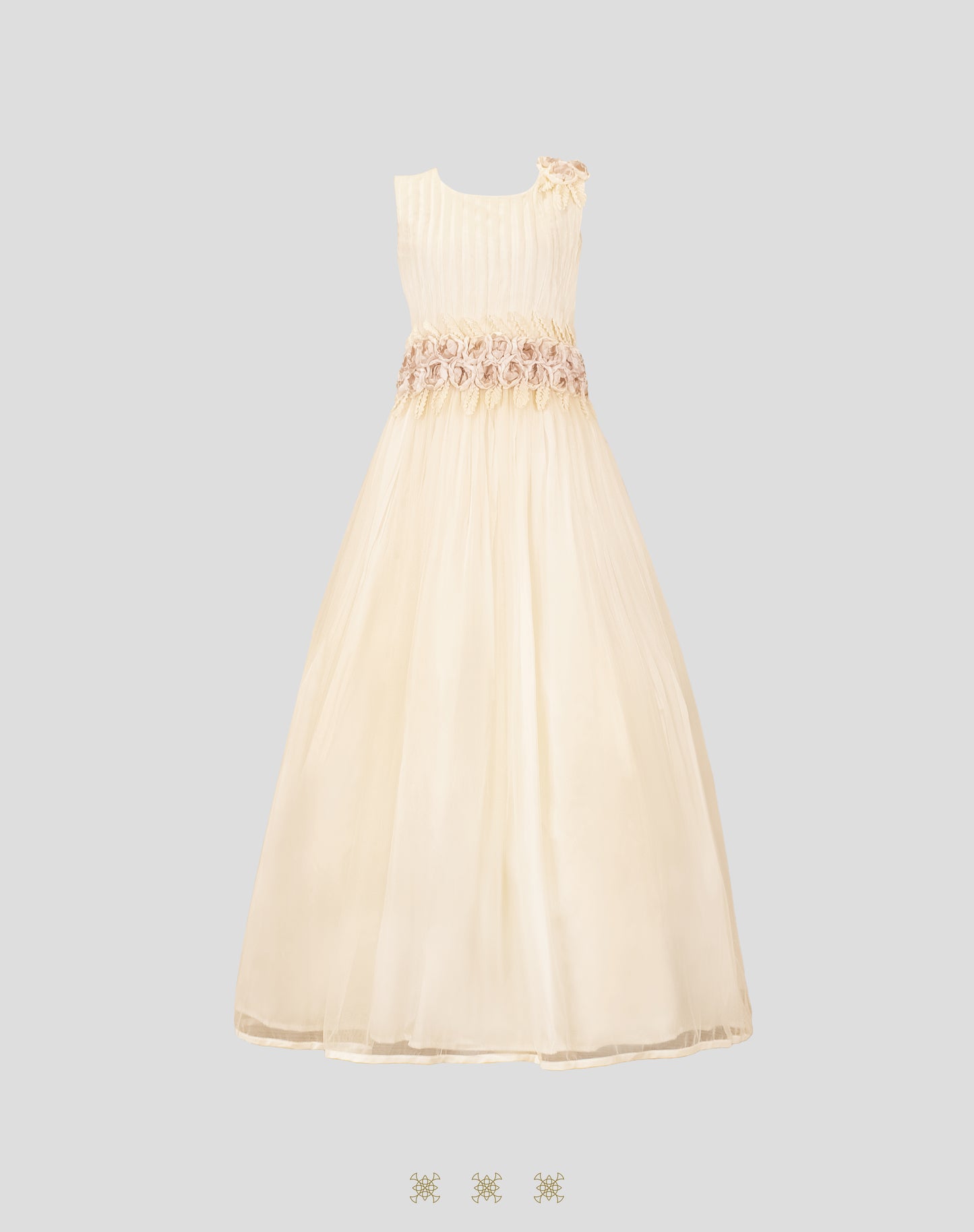 Vestido de Primera comunión hueso-rosa 02-654