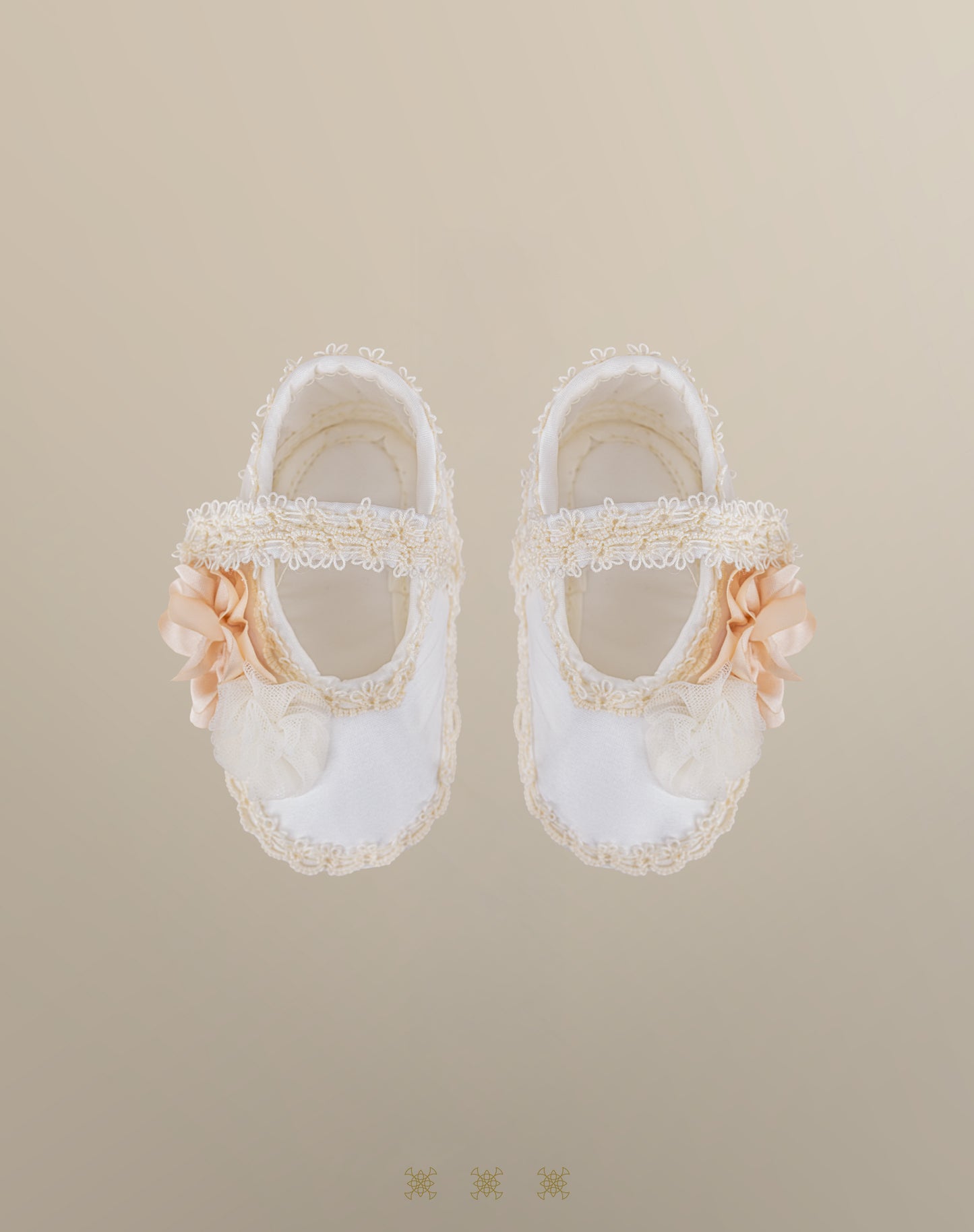 Zapato Infantil niña de tela hueso / rosa 02-665