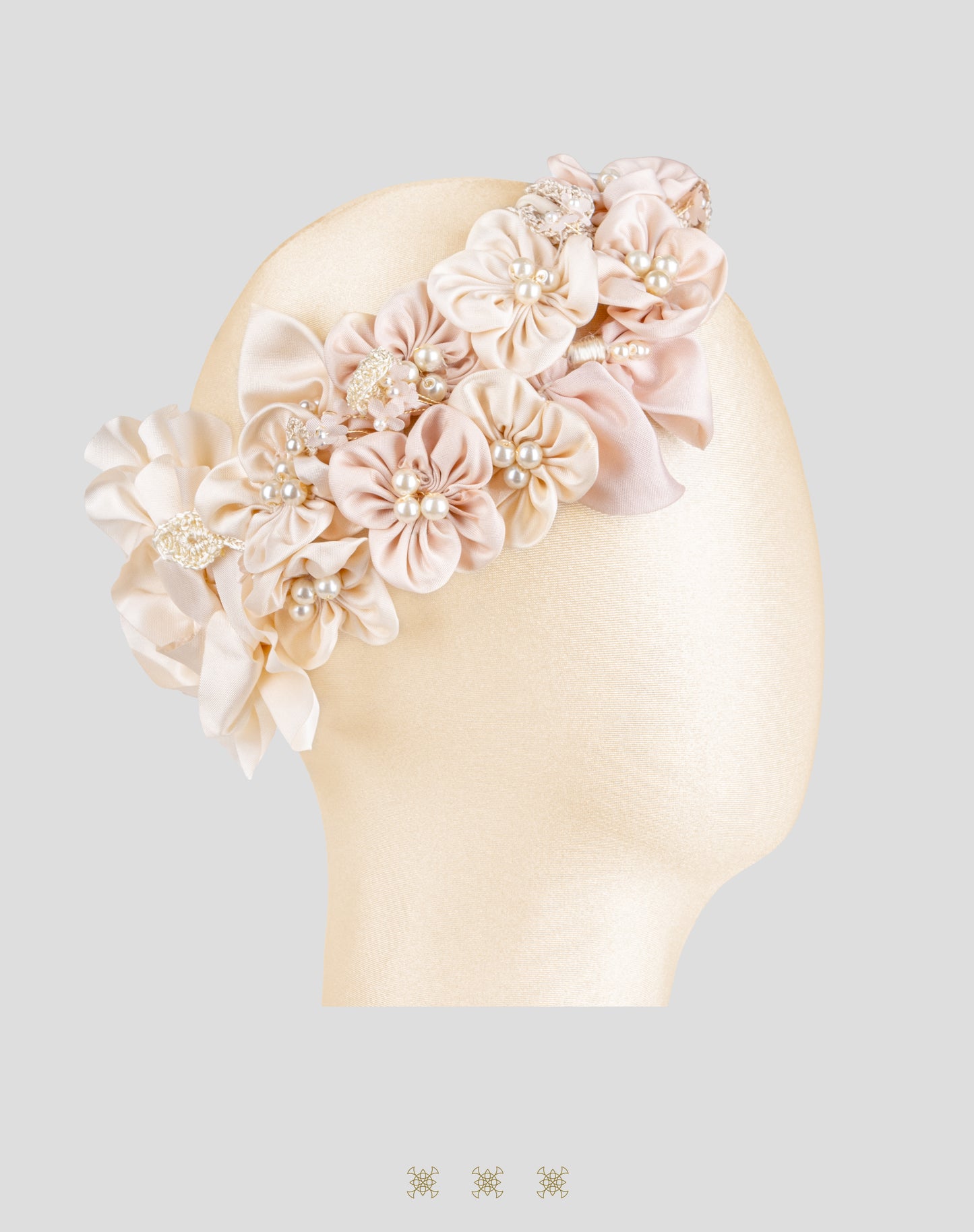 Tocado para Comunión hueso / rosa 02-681