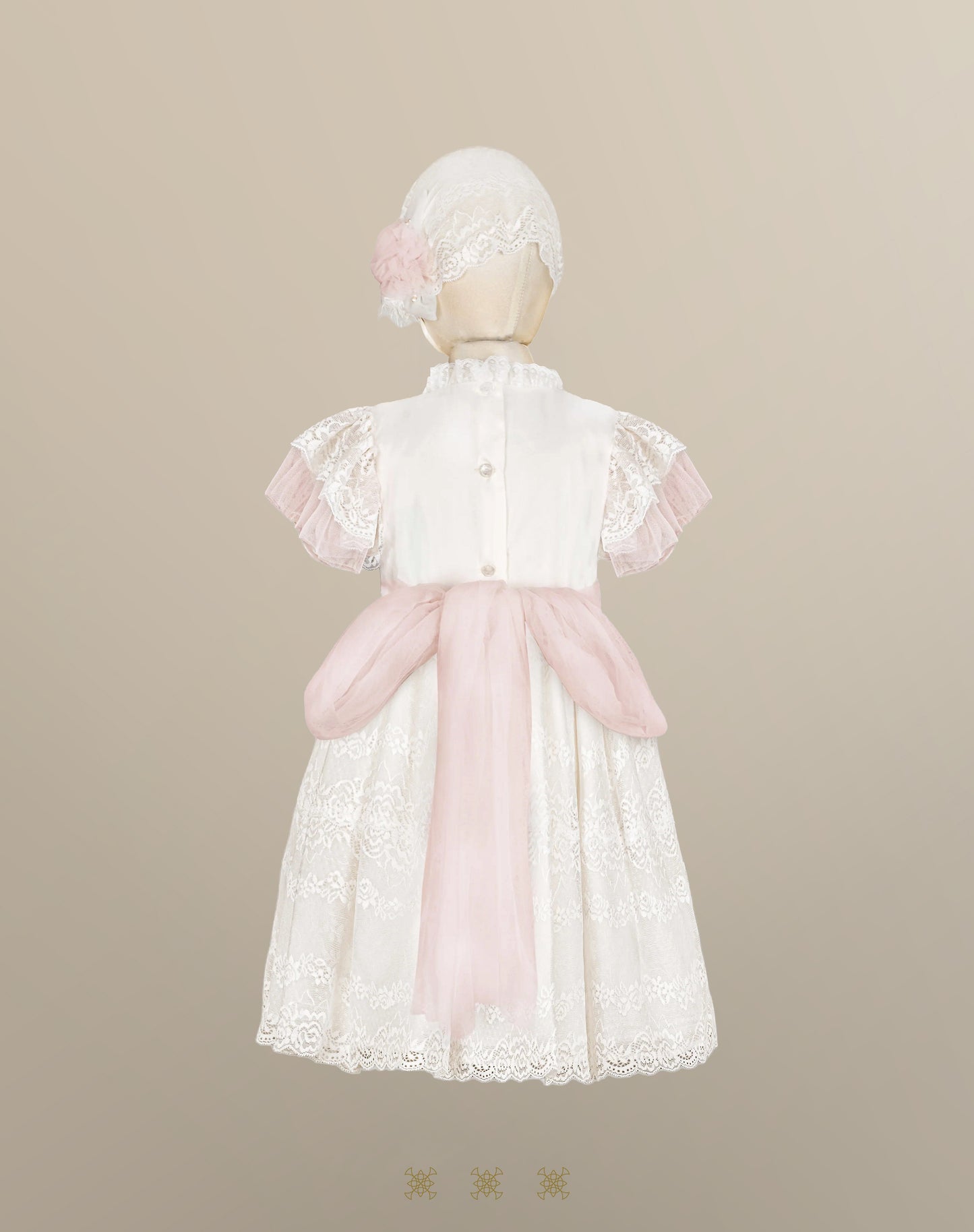 Vestido Infantil Hueso / Palo de rosa 02-695