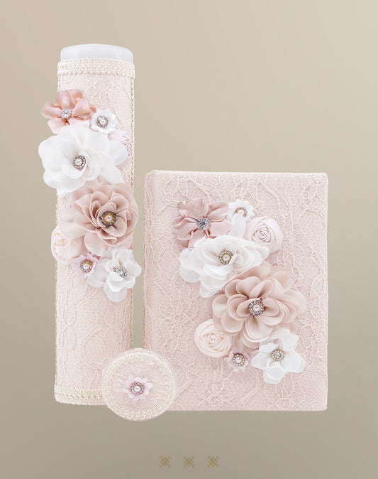 Set de vela primera comunión hueso/rosa 04-436