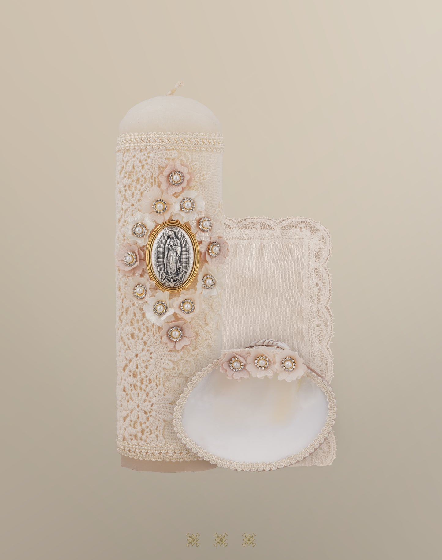 Set de vela bautizo hueso 04-466