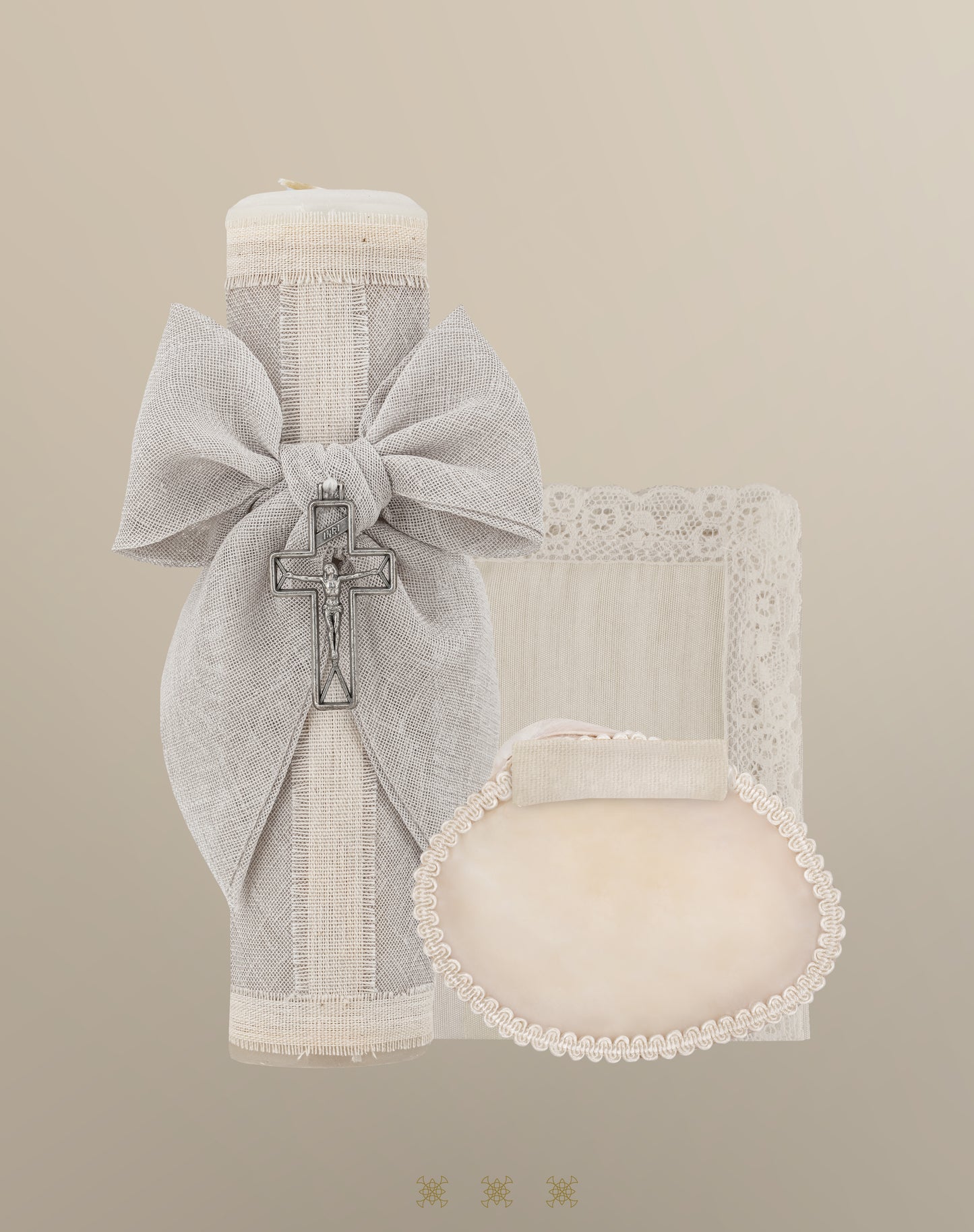 Set de vela bautizo beige 04-564