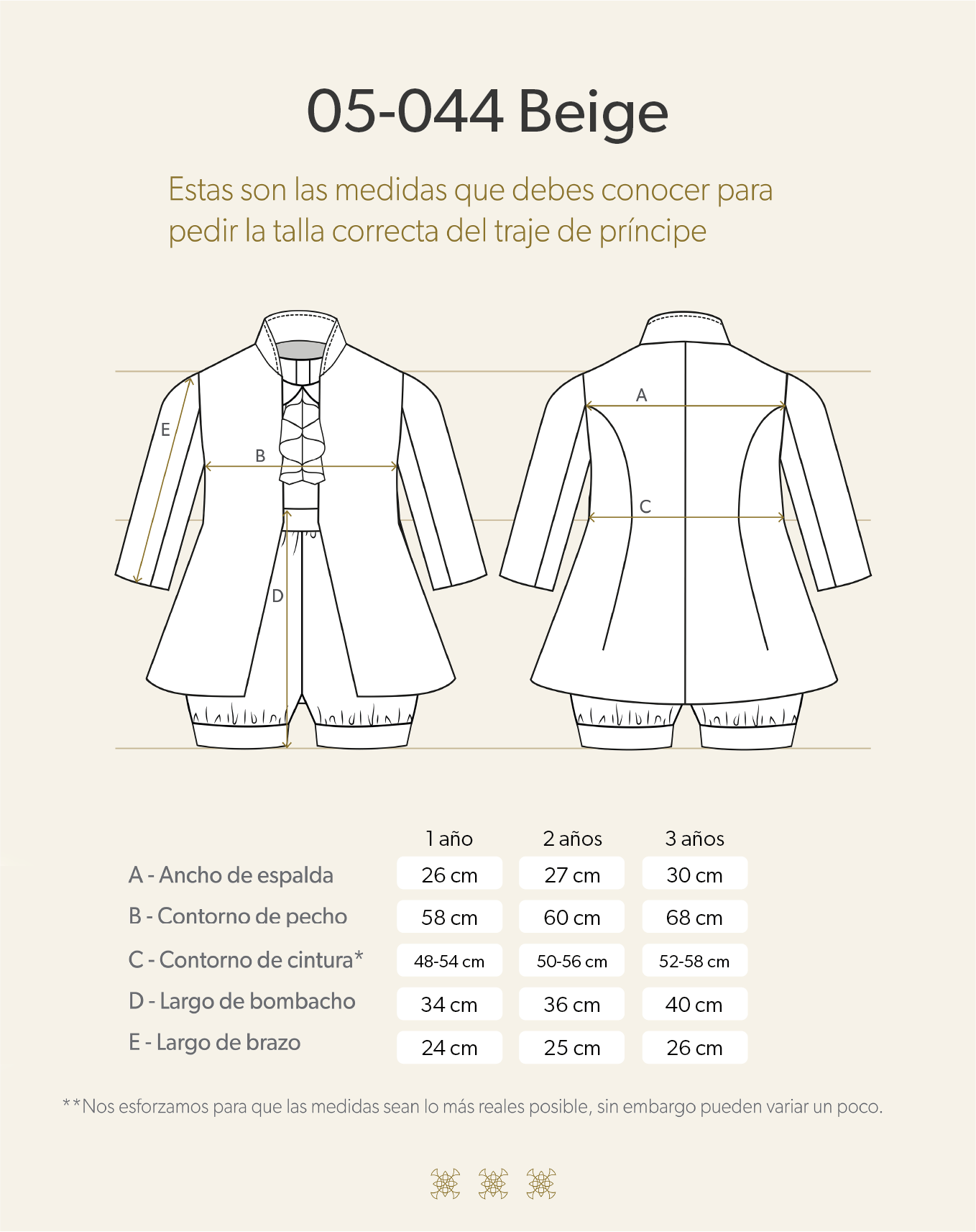 Ropón de bautizo estilo príncipe Beige 05-044