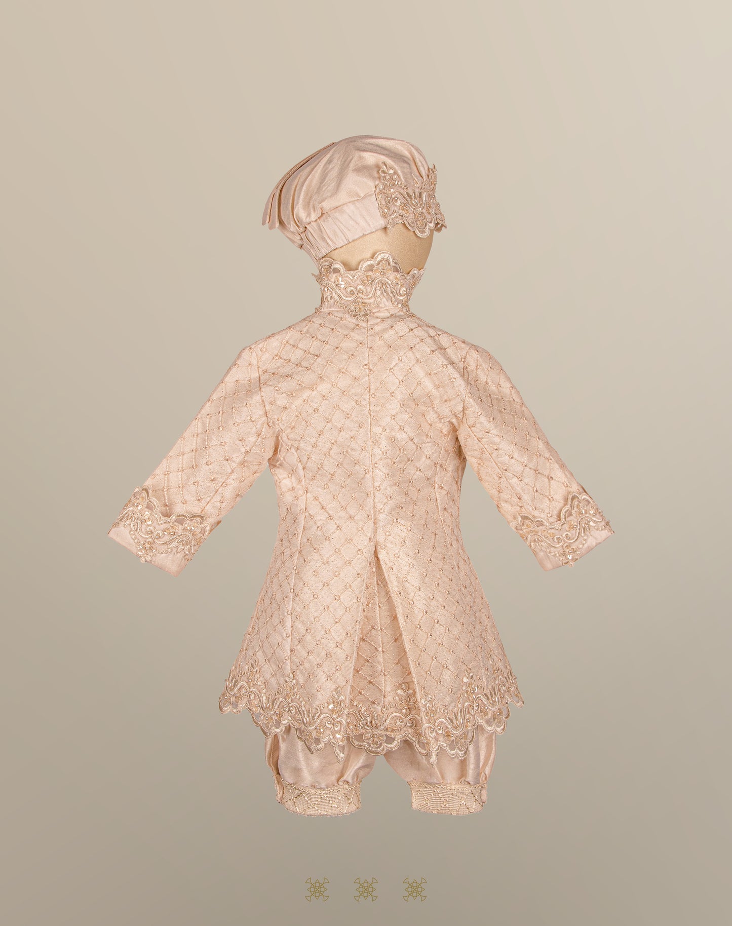 Ropón de bautizo estilo príncipe Beige 05-044