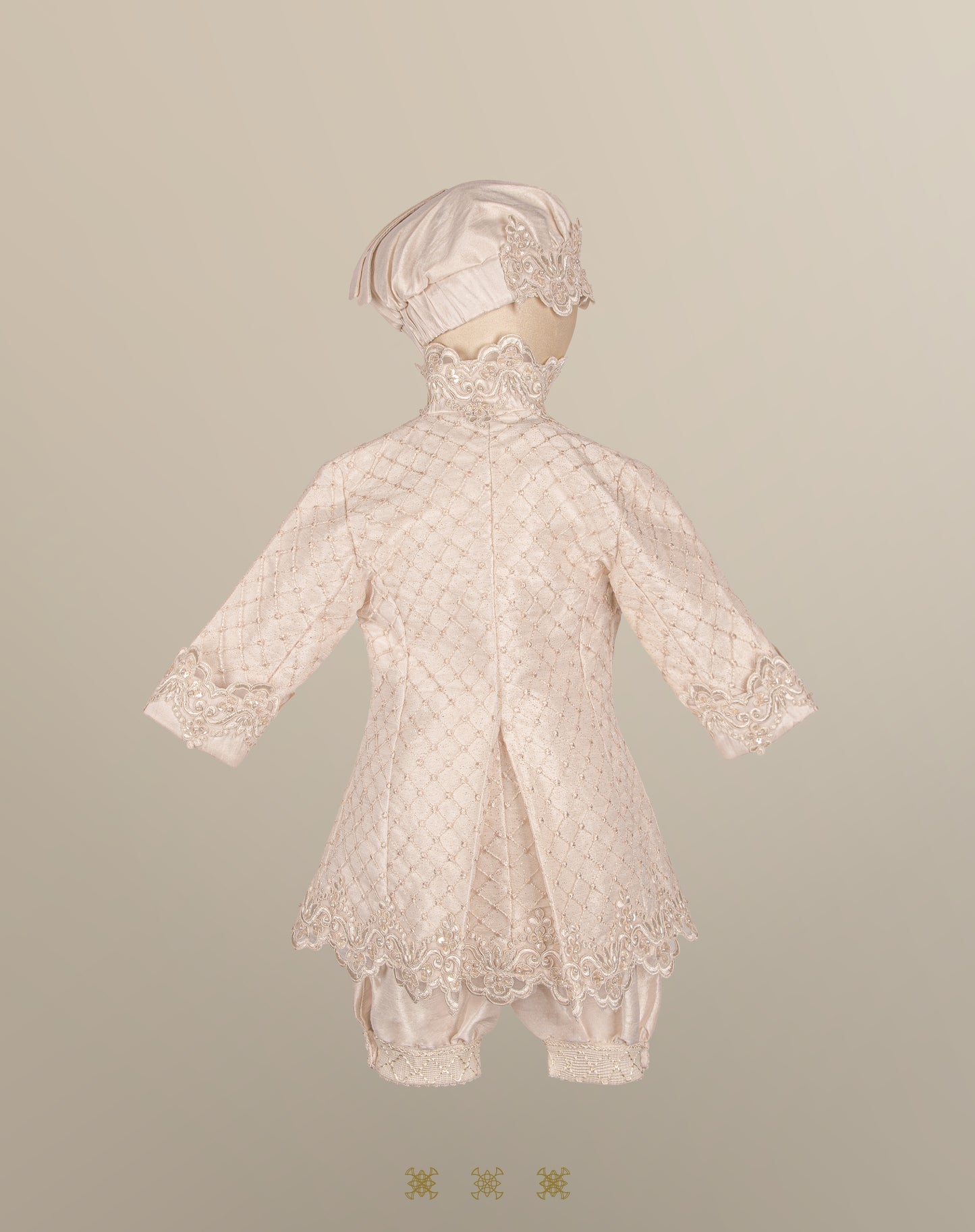 Ropón de bautizo estilo príncipe Beige 05-044