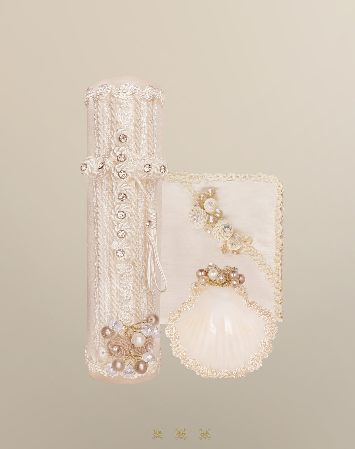 Set de vela bautizo 05-045 BEIGE