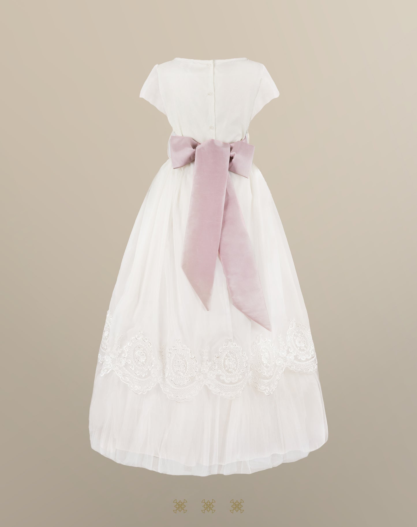 Vestido de Primera comunión hueso/palo de rosa 29-057
