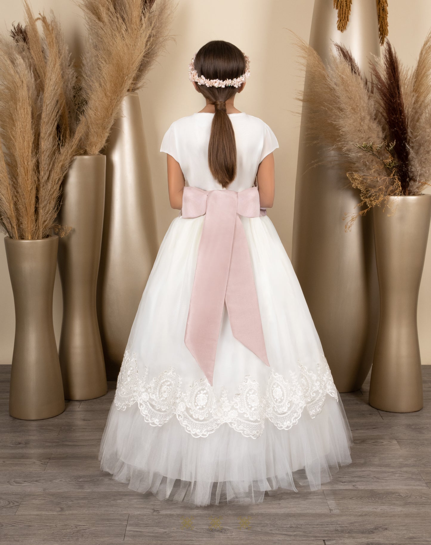 Vestido juvenil hueso/palo de rosa 29-057