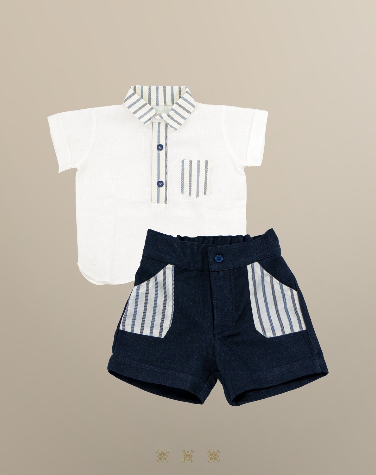 Coordinado hueso /azul 83-015