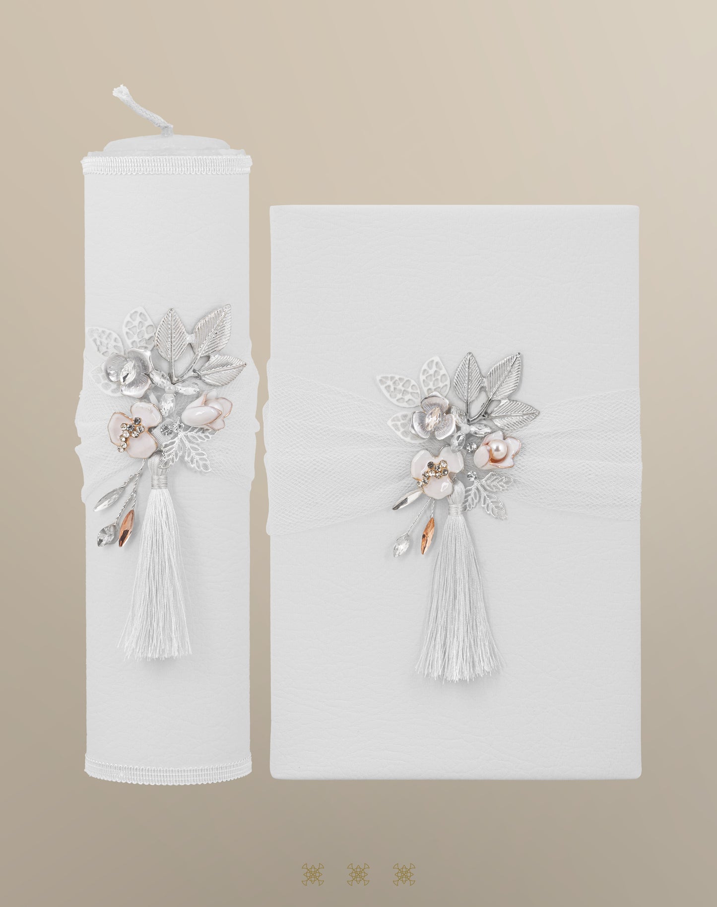 Biblia y cirio de boda blanco 92-126