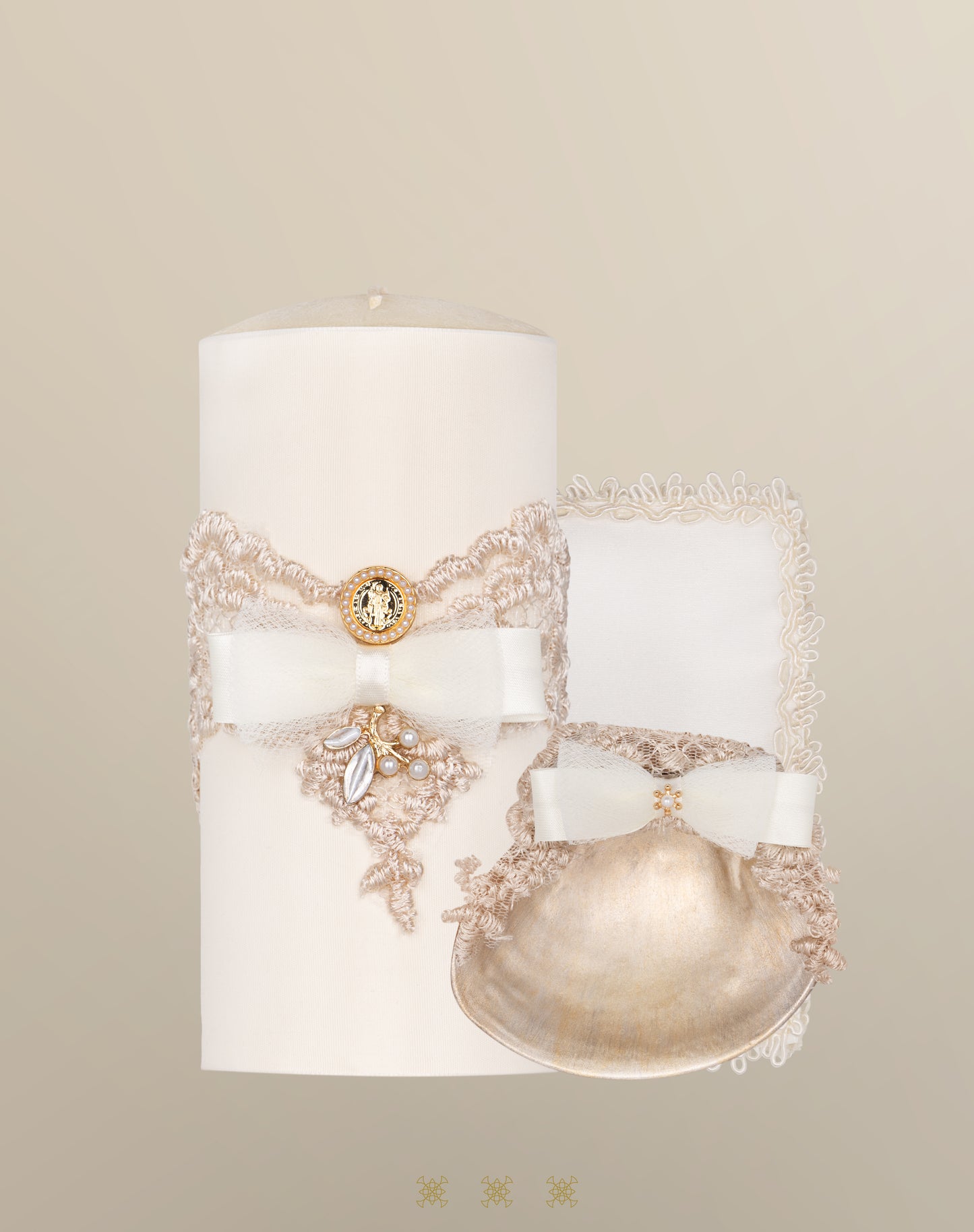 Set de vela bautizo hueso / beige 92-277