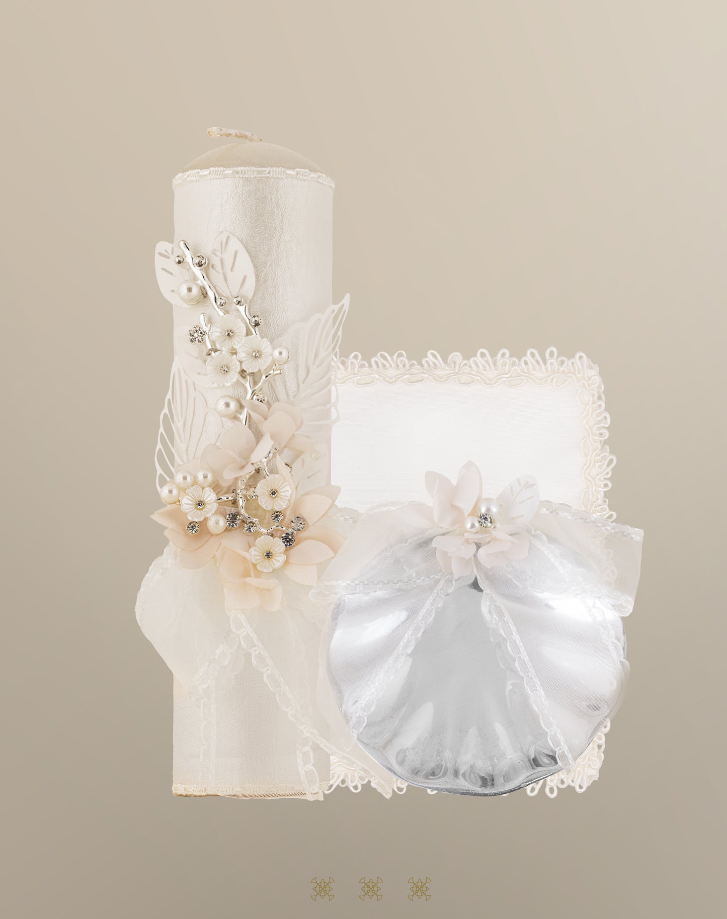 Set de vela bautizo hueso / plata 92-305