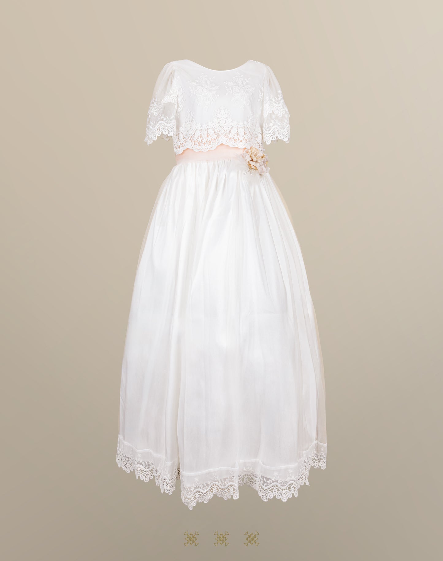 Vestido juvenil hueso / rosa C3-013