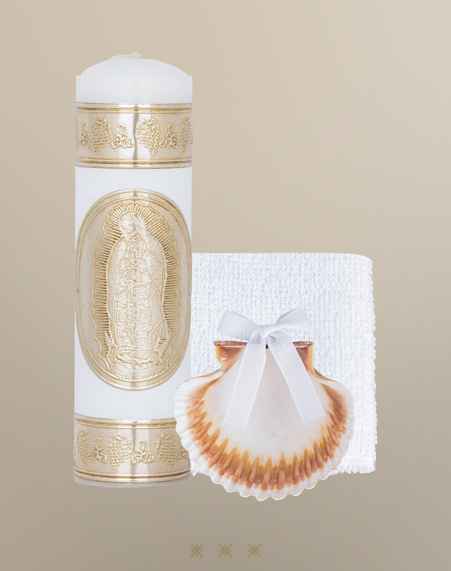 Set de vela bautizo con cofre dorado C7-002