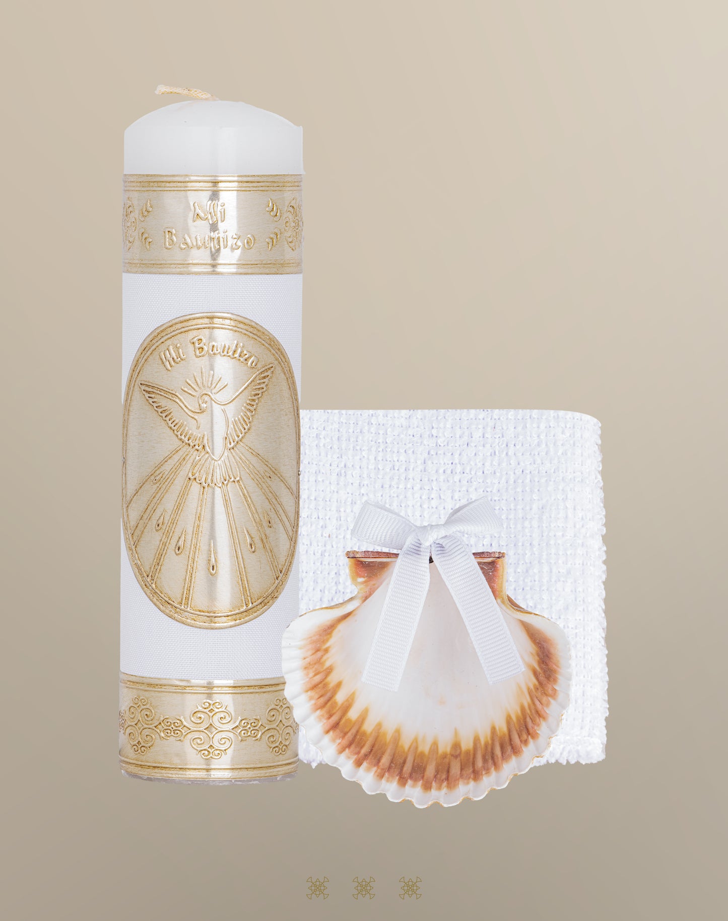 Set de vela bautizo con cofre dorado C7-003