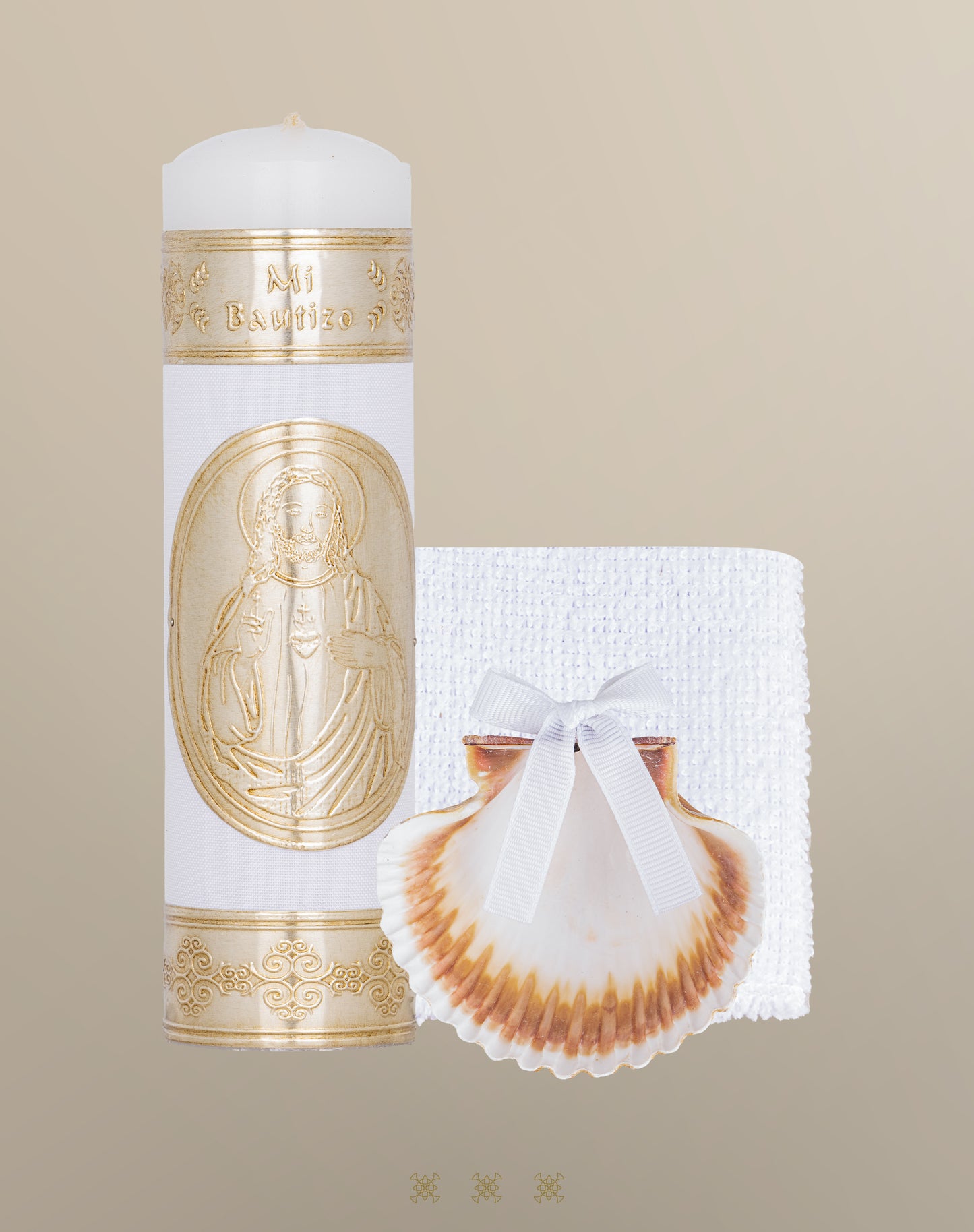 Set de vela bautizo con cofre dorado C7-005
