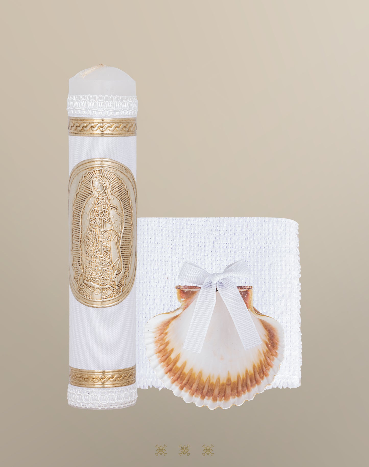 Set de vela bautizo con cofre dorado C7-006