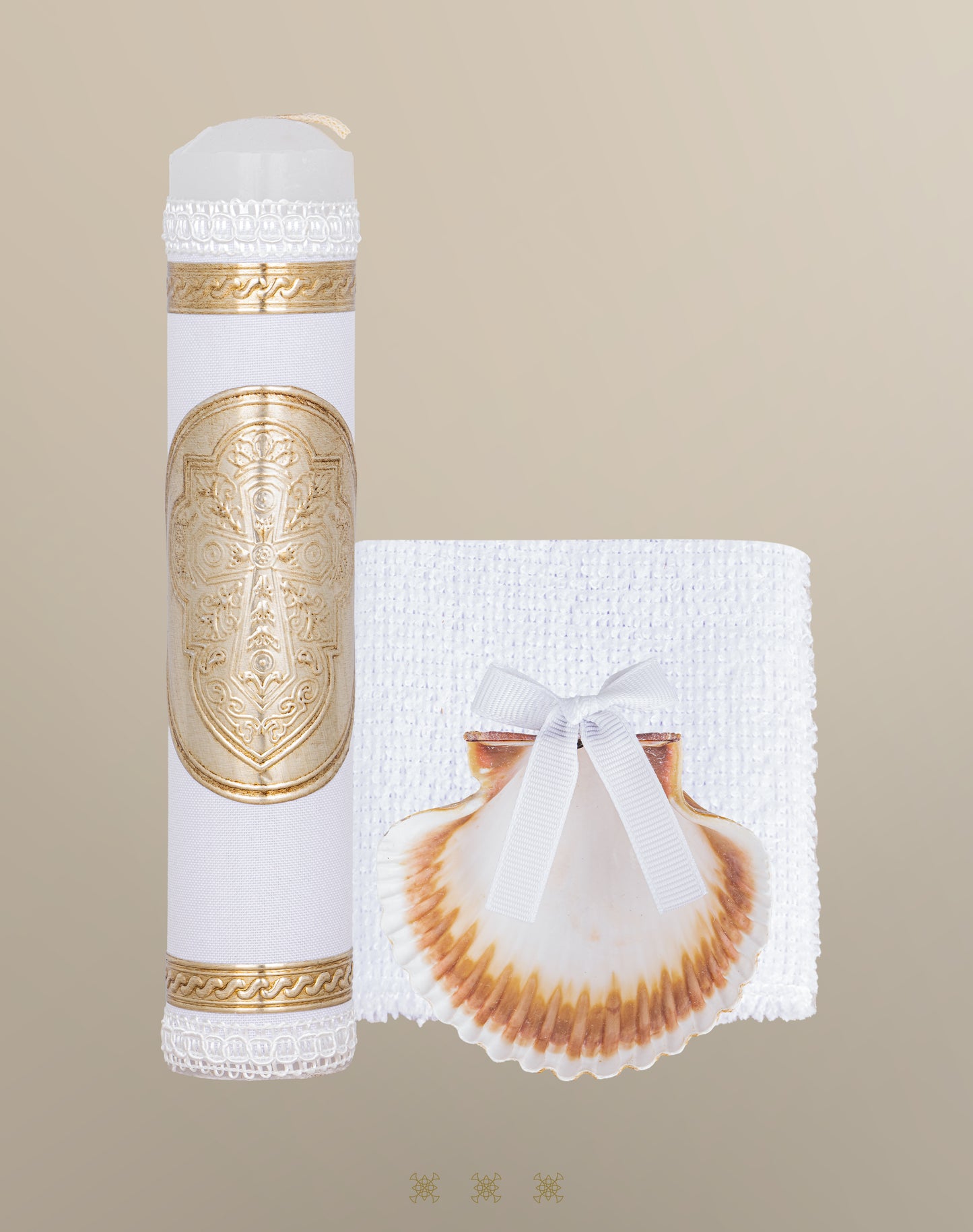 Set de vela bautizo con cofre dorado C7-008