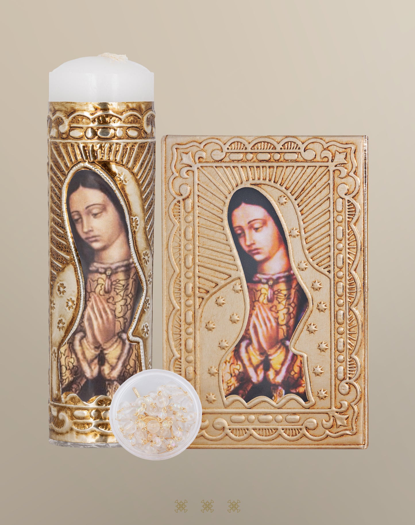 Set de vela primera comunión dorado con cofre C7-010