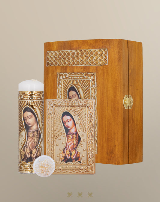 Set de vela primera comunión dorado con cofre C7-010