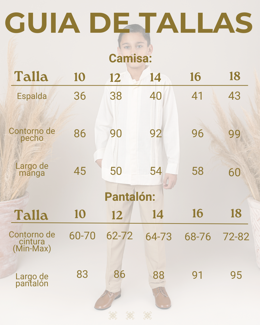 Guayabera y pantalón juvenil hueso / kaki 95-003