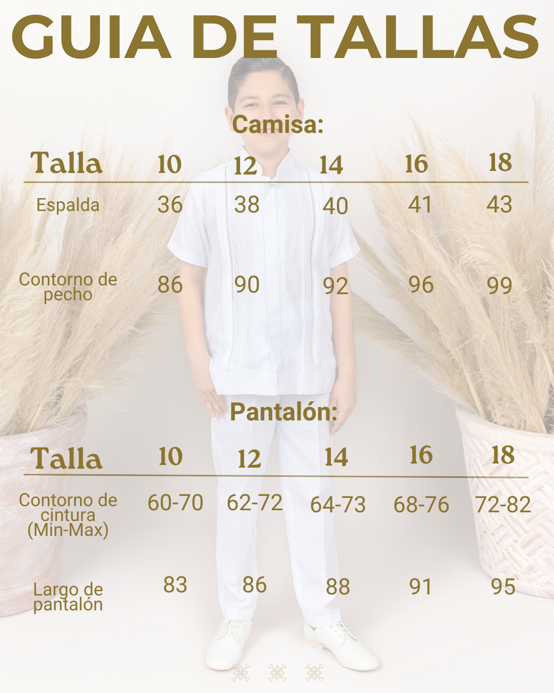 Guayabera y pantalón juvenil blanco 95-005