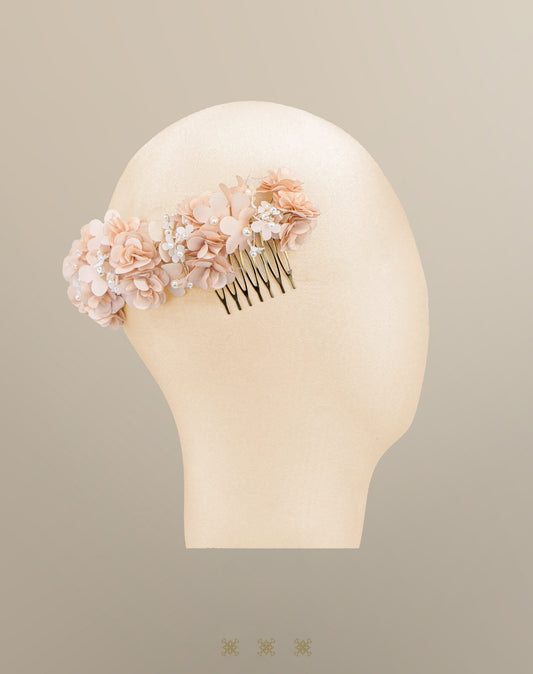 Tocado de flores hueso / rosa 02-228