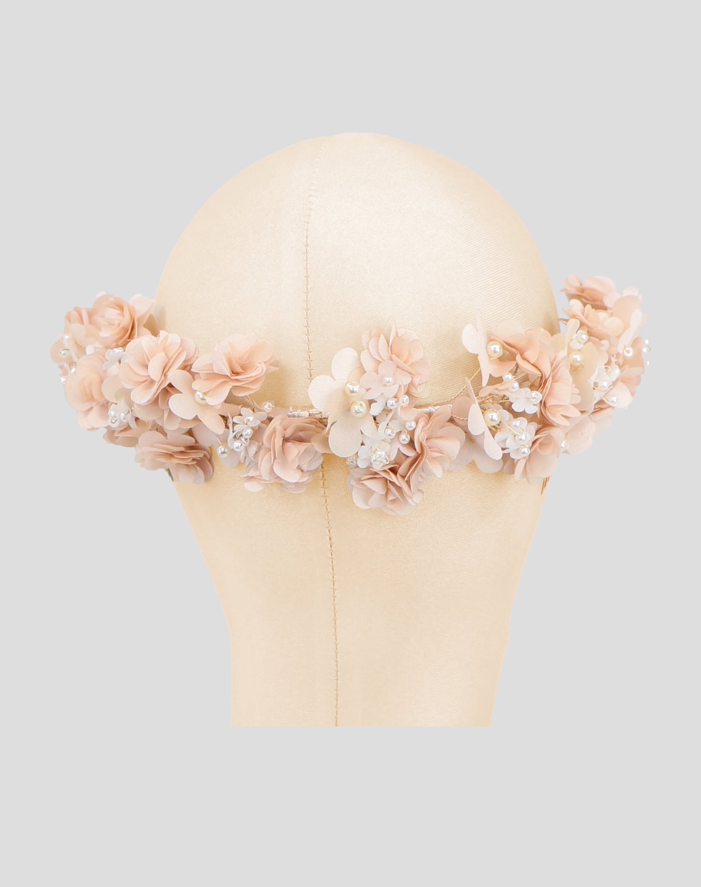 Tocado de flores hueso / rosa 02-228