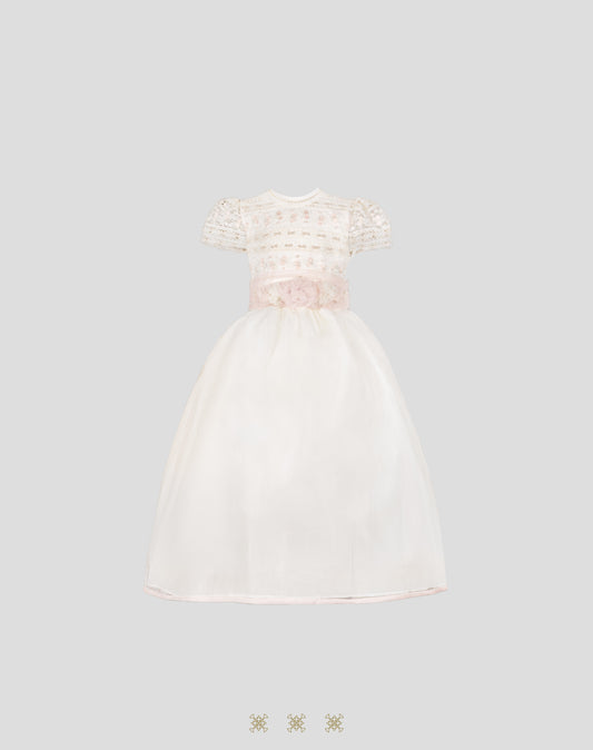 Vestido Infantil Hueso / Rosa 02-348