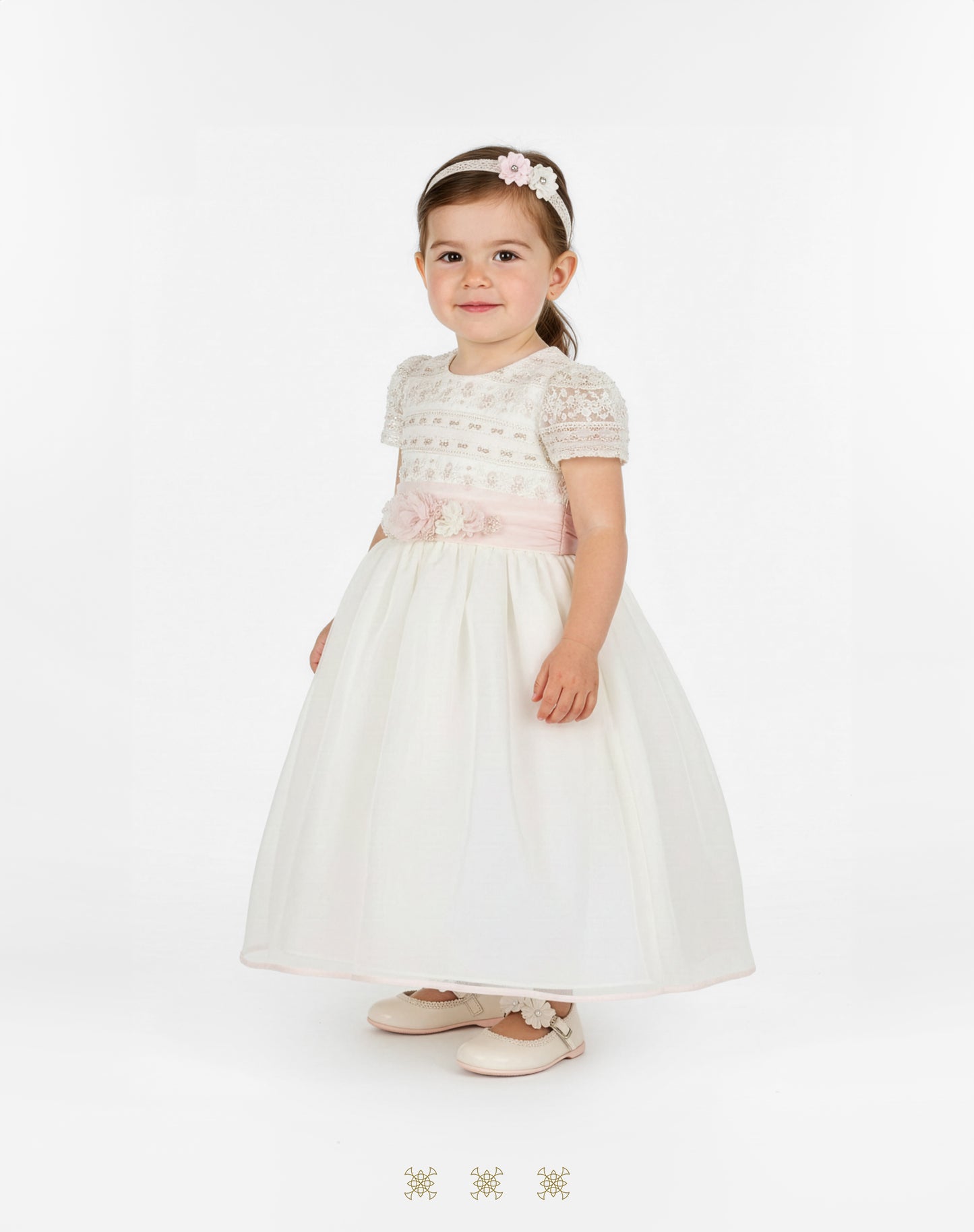 Vestido Infantil Hueso / Rosa 02-348