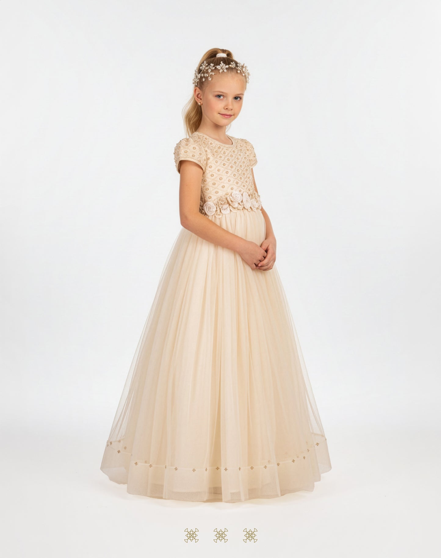 Vestido de Primera comunión beige 02-519