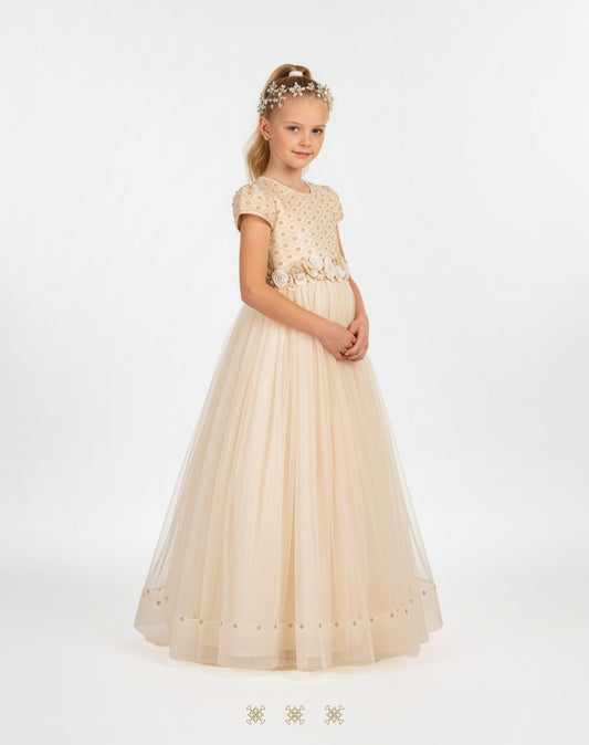 Vestido de Primera comunión beige 02-519