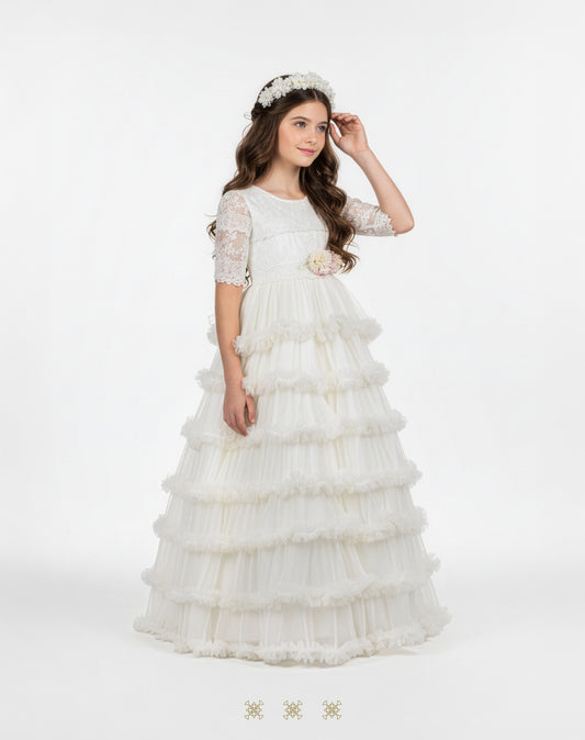 Vestido primera comunión hueso 02-547