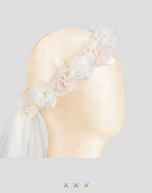 Corona de flores hueso / rosa 02-549