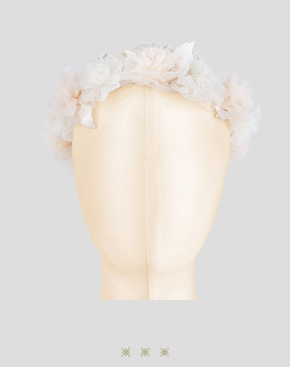 Corona de flores hueso / rosa 02-549