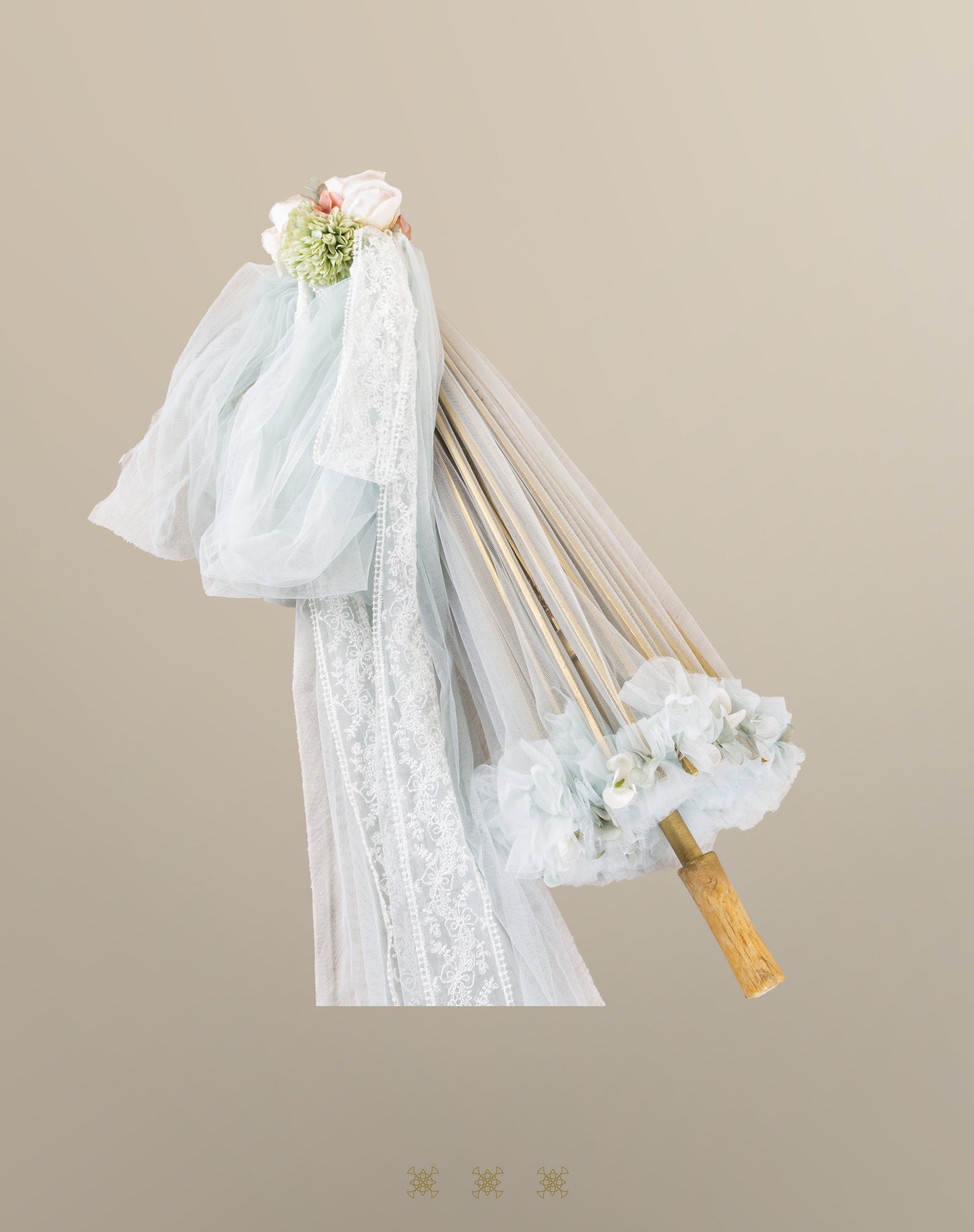 Sombrilla hueso / verde 02-552