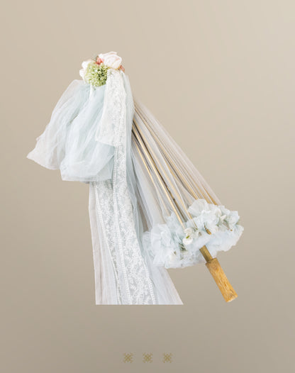 Sombrilla hueso / verde 02-552