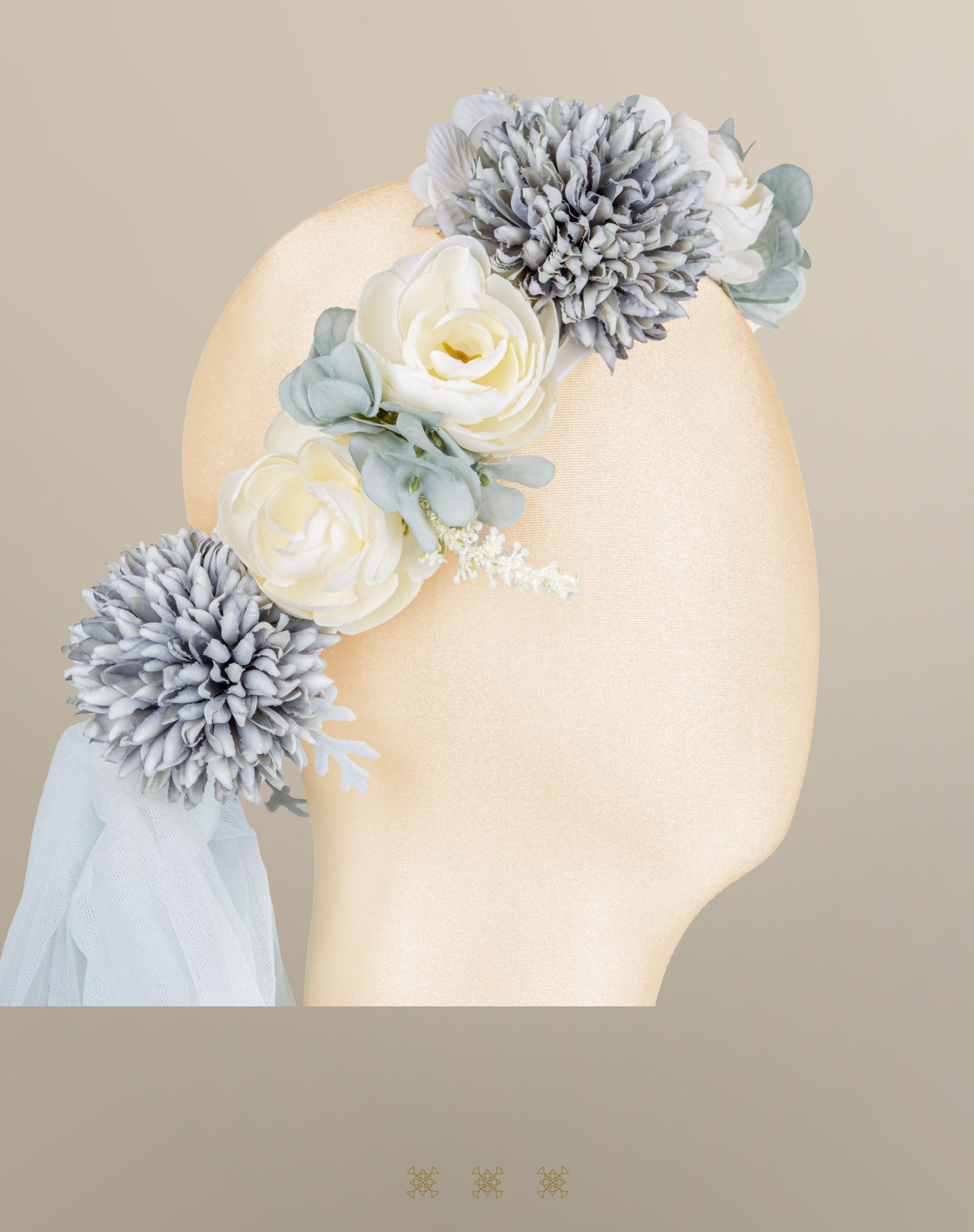 Vestido hueso / verde 02-552