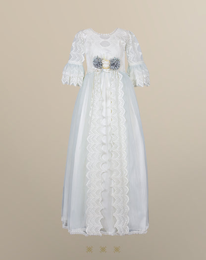 Vestido hueso / verde 02-552