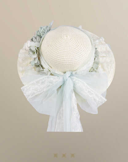 Sombrero hueso / verde 02-552