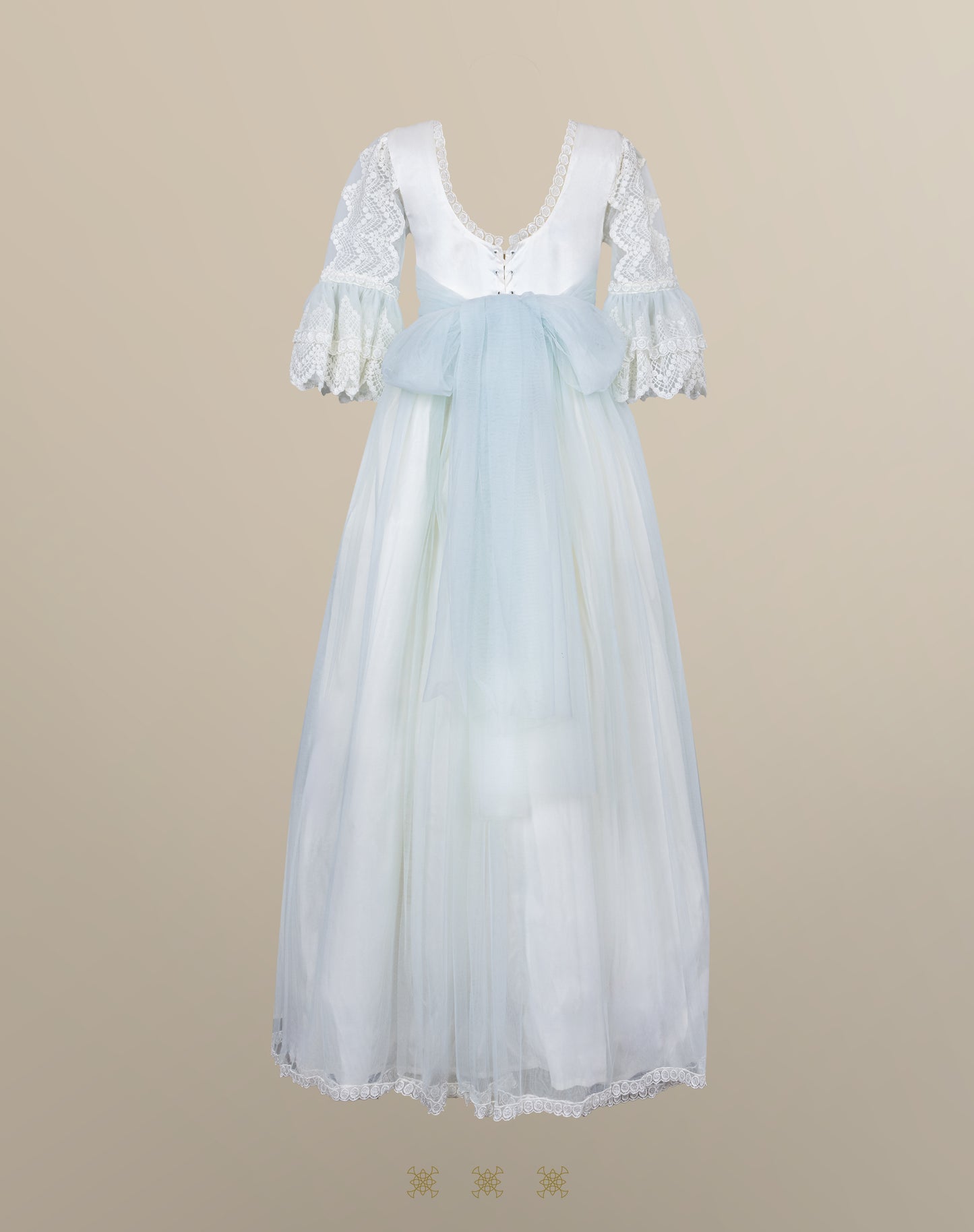 Vestido hueso / verde 02-552