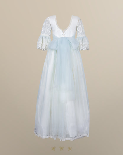 Vestido hueso / verde 02-552