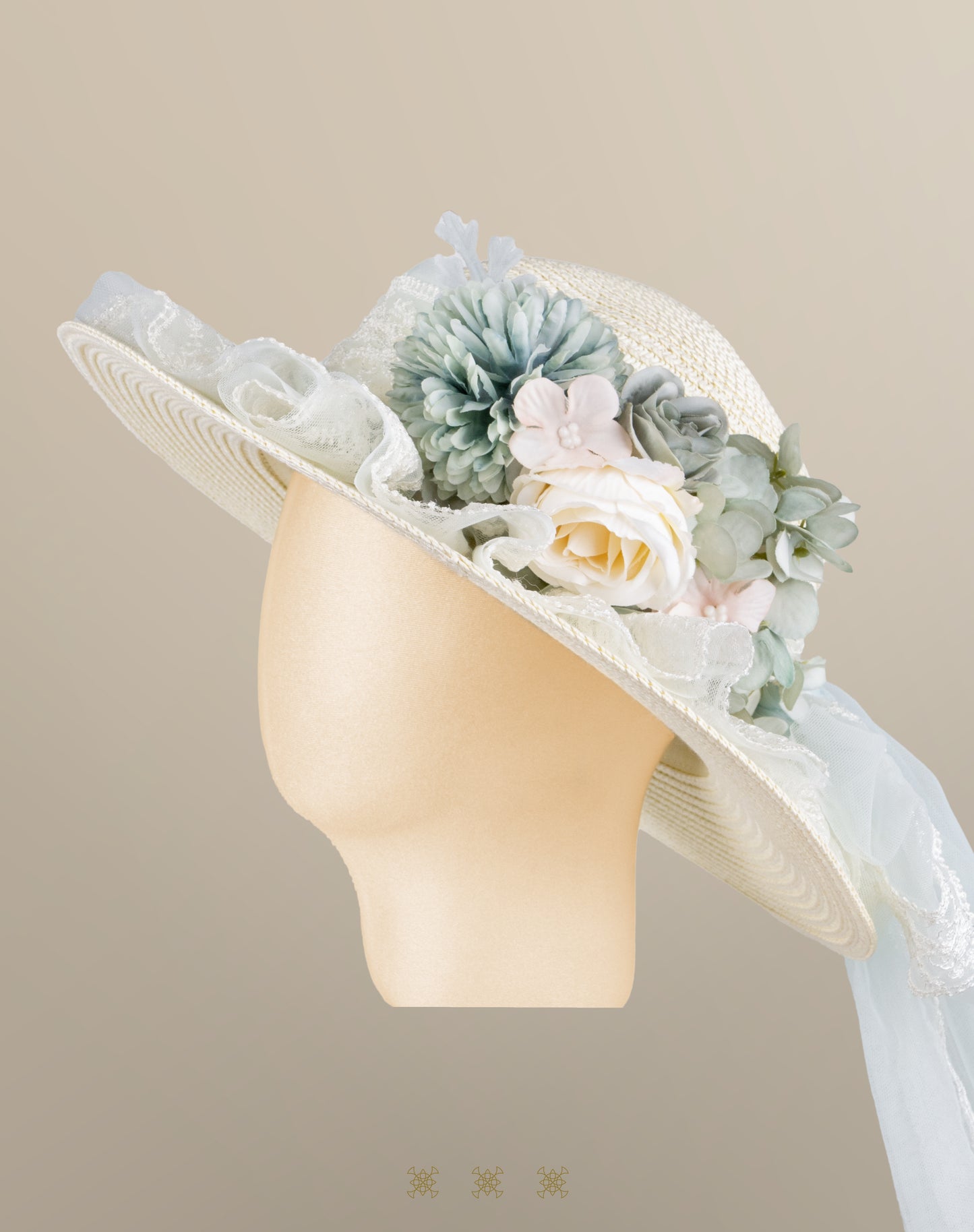 Sombrero hueso / verde 02-552