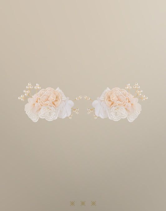 Moños color hueso / rosa para niña 02-555