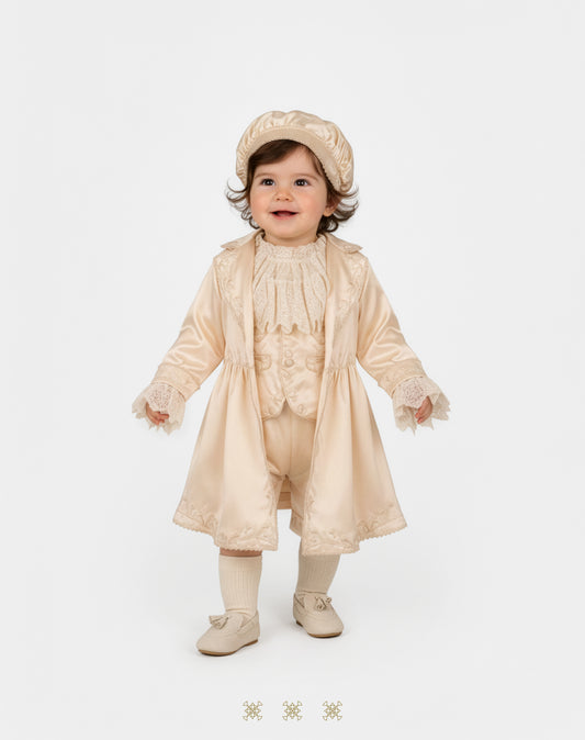 Ropón  de bautizo estilo príncipe beige 02-643