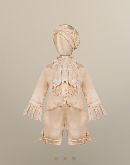 Ropón  de bautizo estilo príncipe beige 02-643