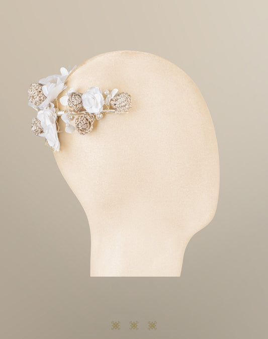 Peineta de flores hueso 02-650